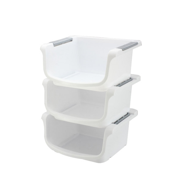 White Small Stacking Bins, 3-Pack