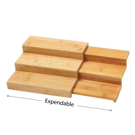 Natural Bamboo Expandable 3-Tier Spice Rack